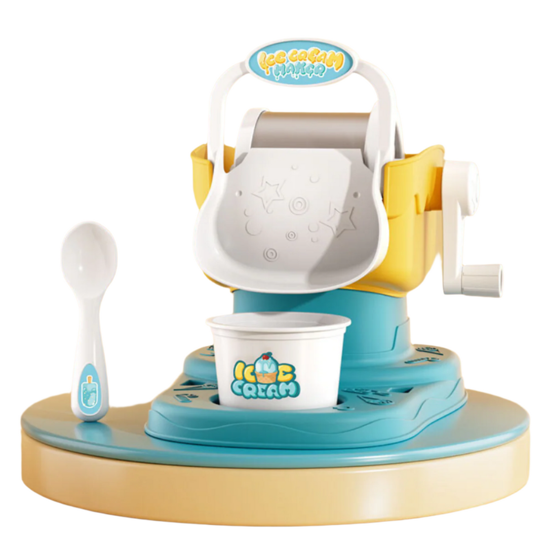 Colorful Mini Ice Cream Machine Playset for toddlers, an educational & fun pretend play activity for kids indoors.