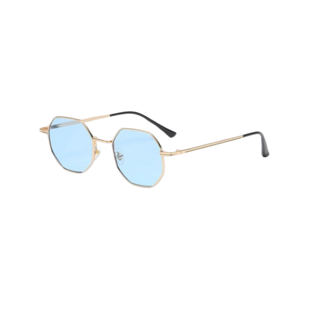 Summer ready women's polygonal sunglasses with an elegant metal frame. Vintage-inspired shades.