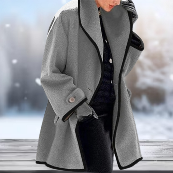 Stylish women's retro jacket, a fashionable winter coat with vintage flair. Perfect fall outerwear.