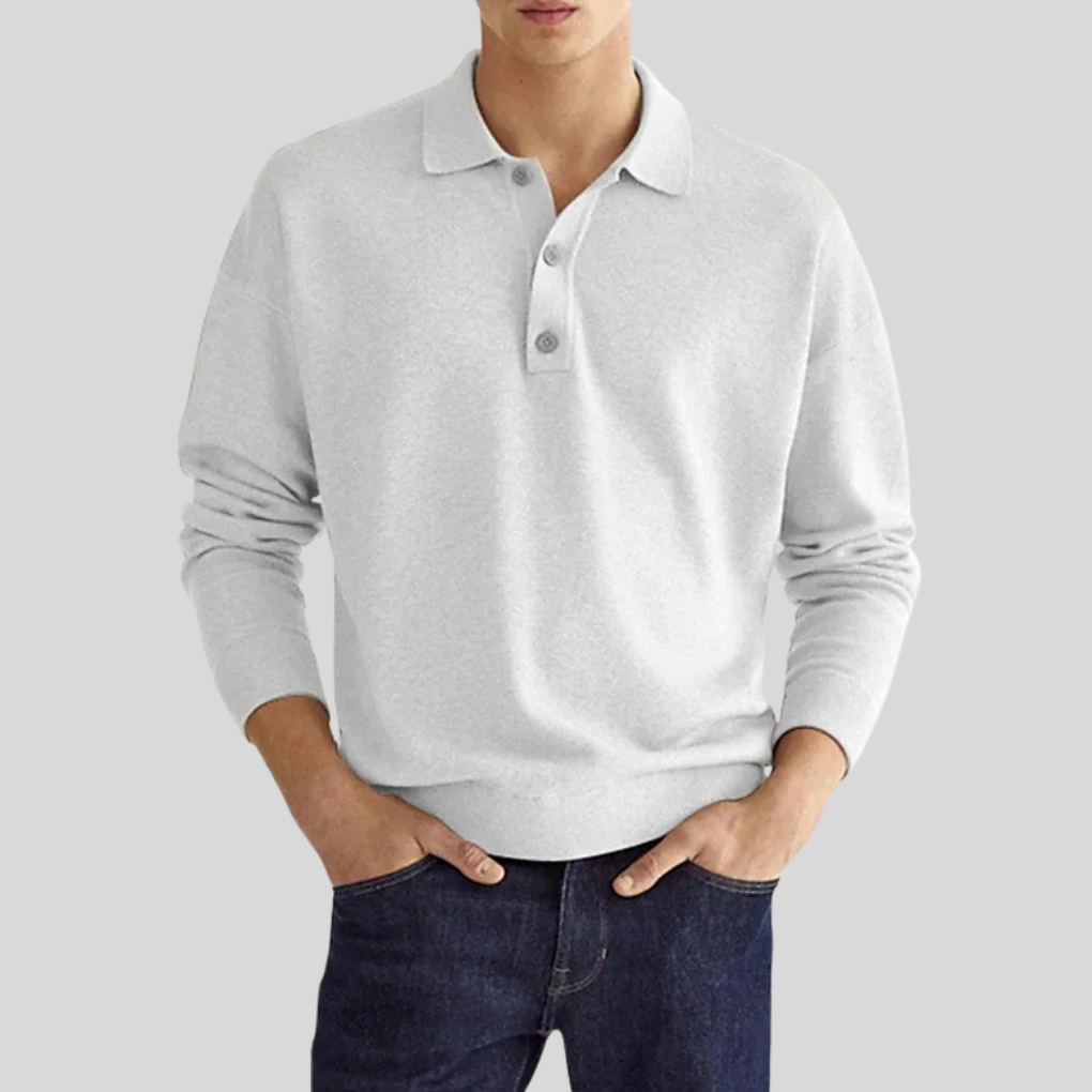 New men's crisp style polo shirt. Short sleeve, comfortable, versatile for everyday wear and smart casual fashion.