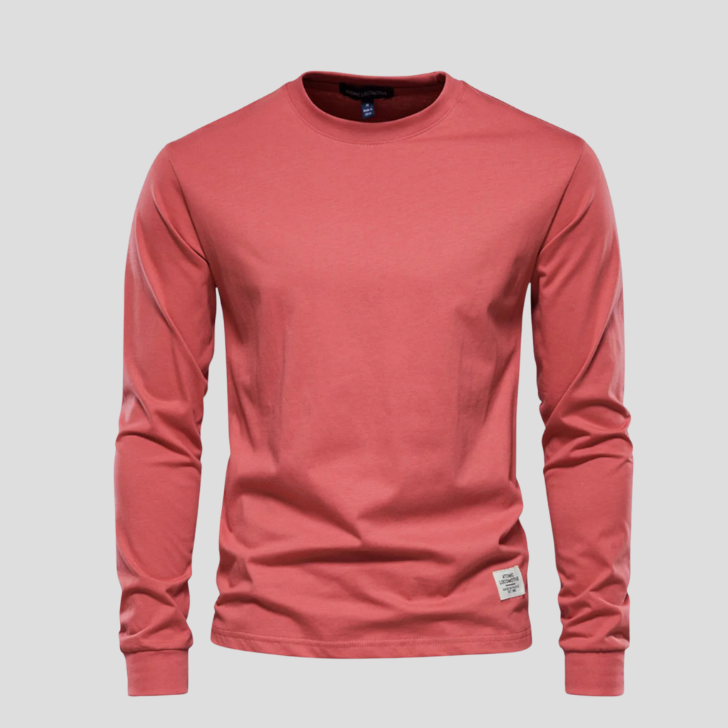 Classic men's long-sleeve round-neck shirt, essential for men's fashion & daily comfort.