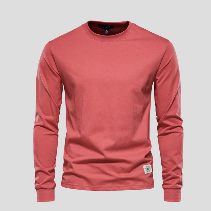 Classic men's long-sleeve round-neck shirt, essential for men's fashion & daily comfort.