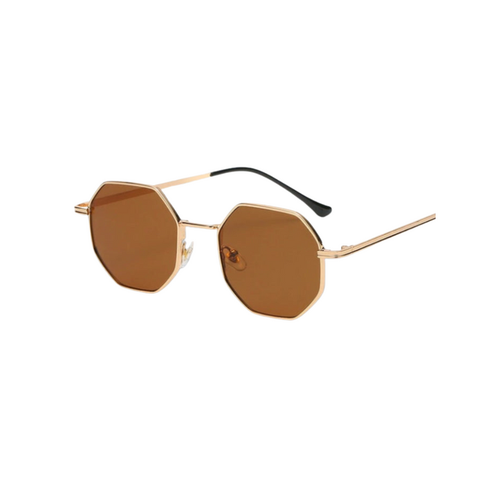 Women's metal polygonal sunglasses, a trendy summer accessory for stylish eye protection.