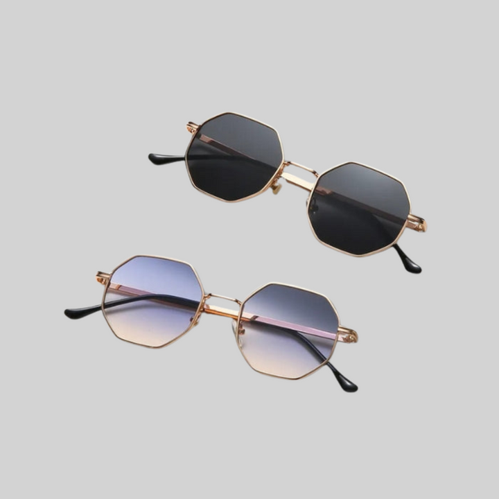 Vintage style women's polygonal metal sunglasses. Chic summer shades for ultimate eye protection.