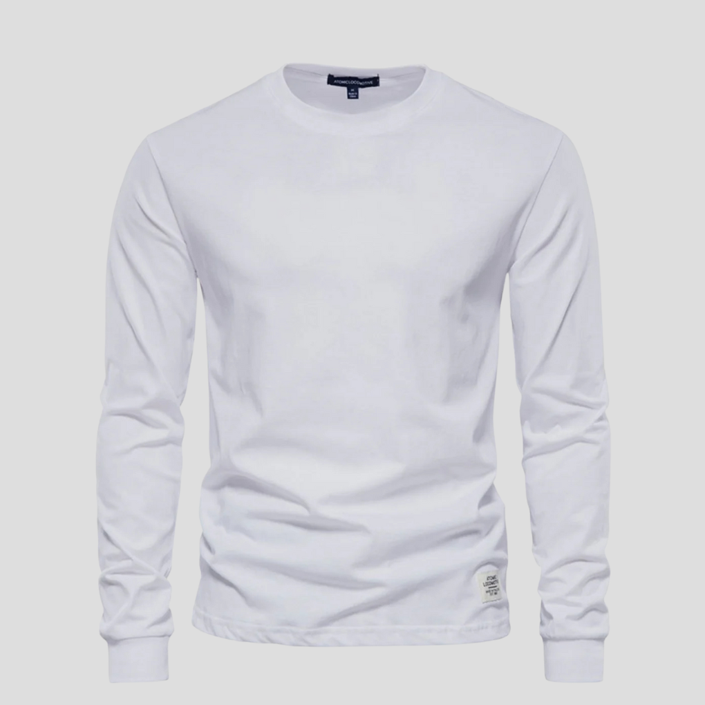 Versatile men's long-sleeve round-neck shirt, perfect casual top for everyday layering.