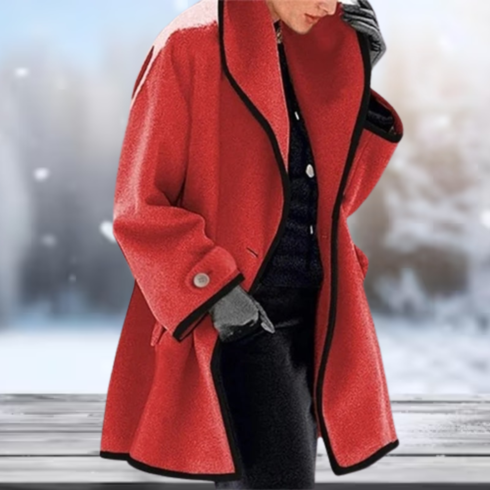 Fashionable women's retro winter jacket, cozy outerwear for elegant fall and winter style.