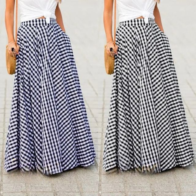 All-season women's high-waist maxi skirt, versatile for spring, summer, fall & winter looks.