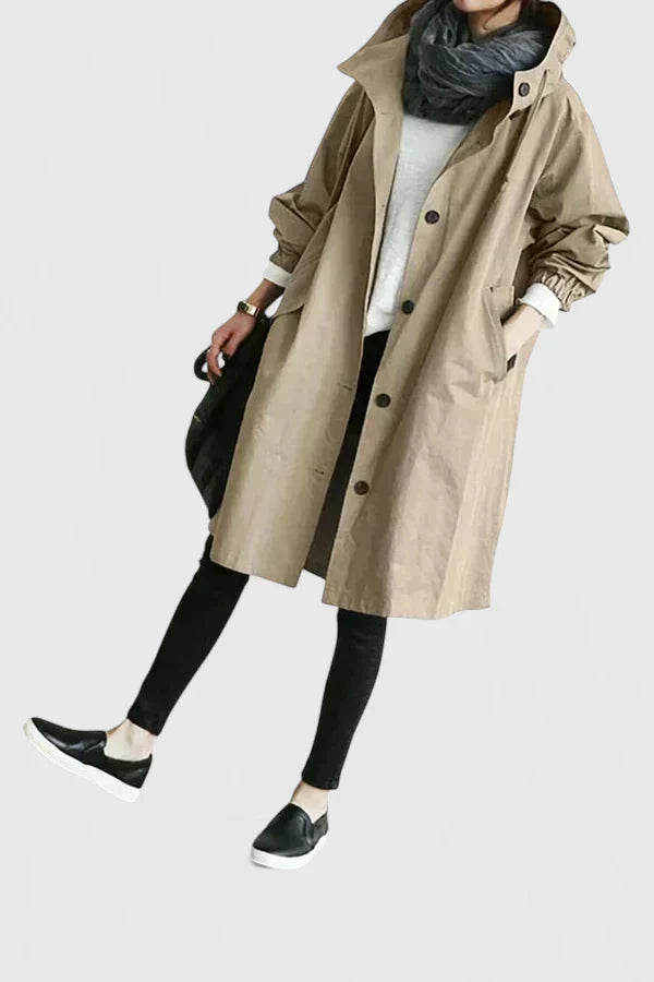 Cozy & comfortable oversized women's raincoat. Stay dry and chic on rainy days with this stylish practical coat.