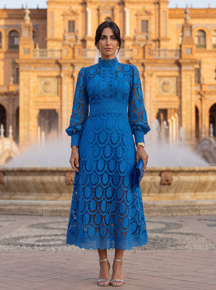 Versatile midi length formal dress for women, suitable as a cocktail or evening party dress.