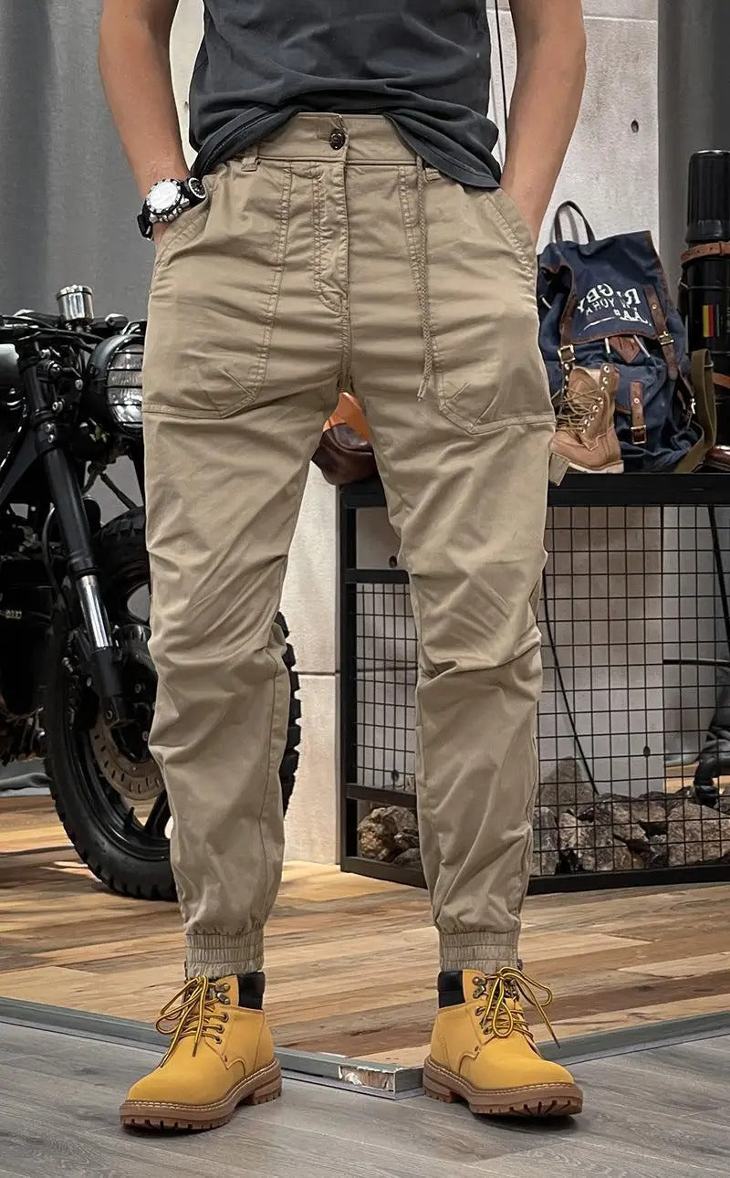 Women's stretch cargo pants, comfortable & stylish for hiking, travel, and casual outings.