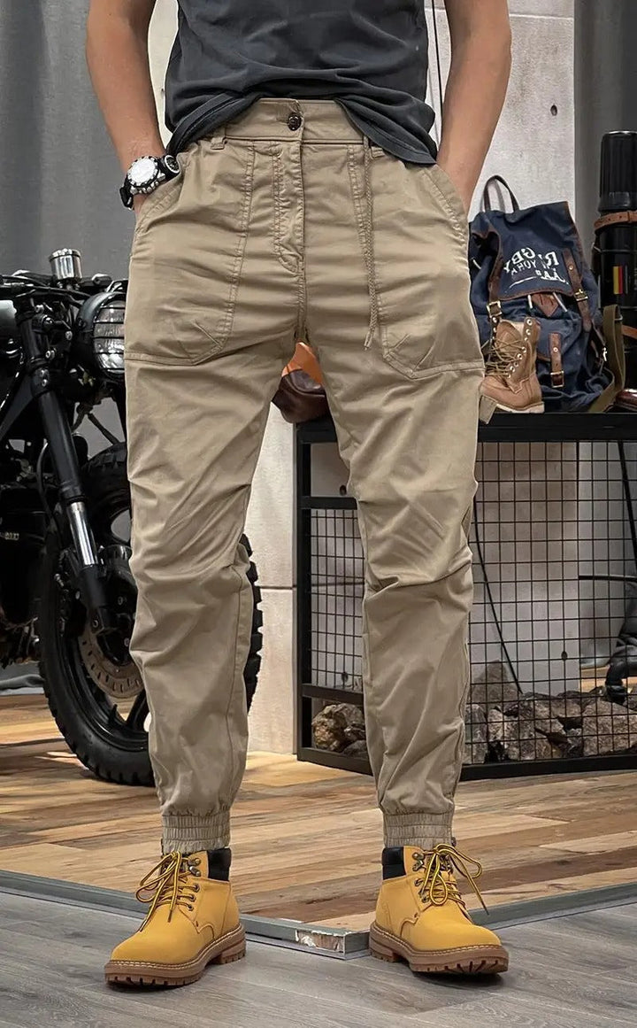 Women's stretch cargo pants, comfortable & stylish for hiking, travel, and casual outings.