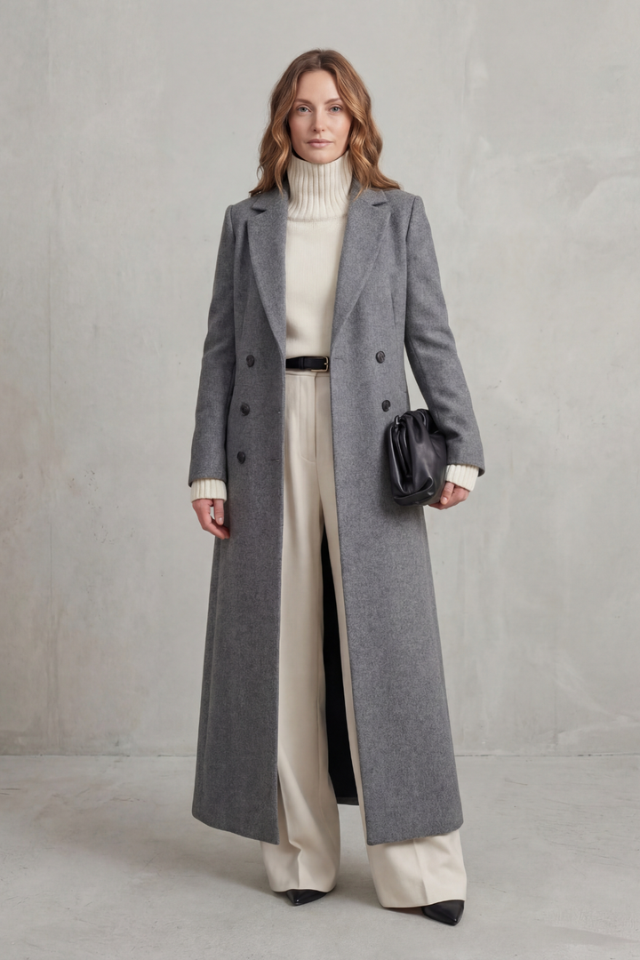 Premium women's custom-fit long winter outerwear. Classic elegant coat for everyday style & cold weather.