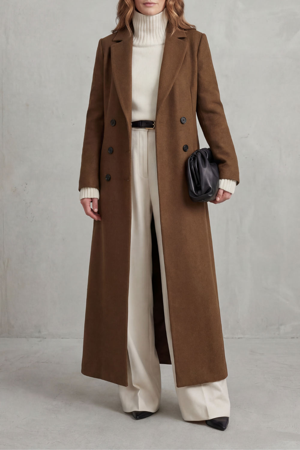 Stylish ladies long winter coat, custom-fit for elegant everyday fashion. Perfect outerwear for cold weather.