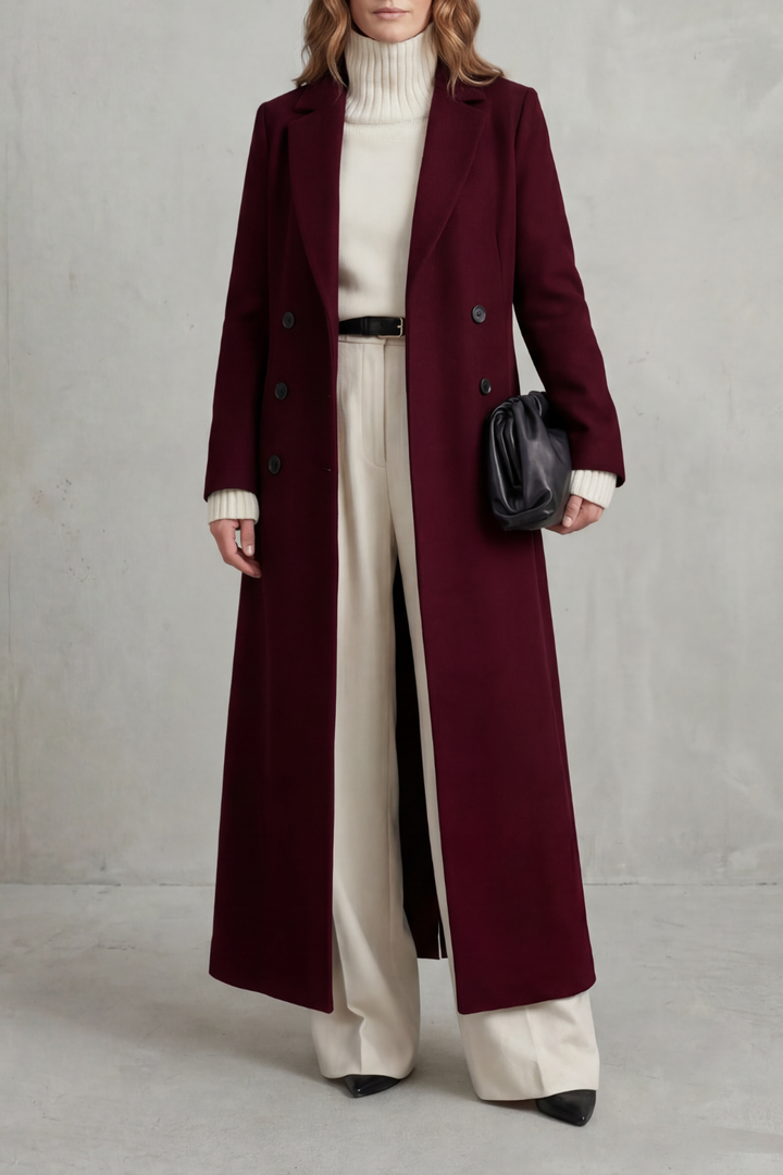 Classic women's long dress coat, custom-fit for elegant winter fashion. Perfect everyday outerwear for ladies.