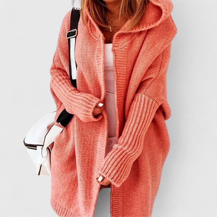 Women's comfortable oversized knit cardigan in a stylish neutral shade, perfect for casual layering.