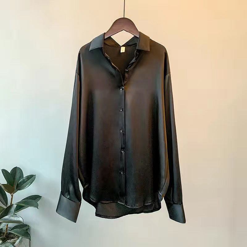 Sophisticated women's formal shirt, a luxurious long-sleeve blouse for elegant office and evening wear.