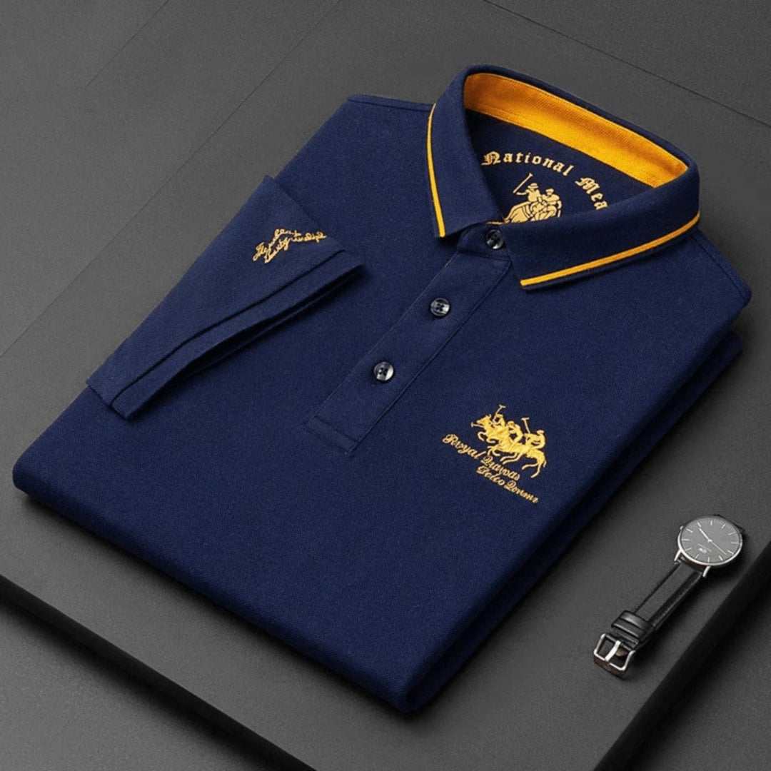 Men's button-up polo shirt in a classic style for everyday comfort and versatile casual wear.