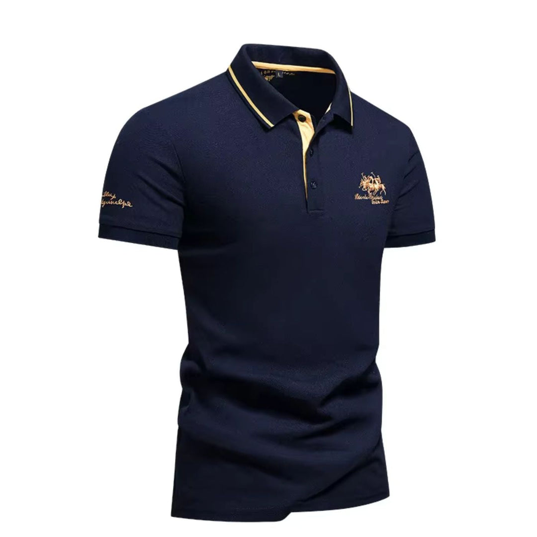 Stylish short-sleeve men's polo, perfect for smart casual outfits & comfortable everyday fashion.