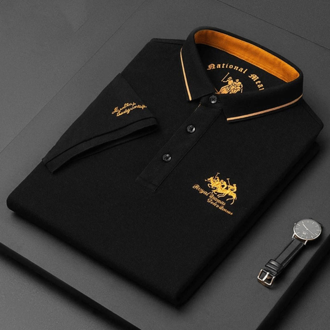 Comfortable men's polo shirt with button-up front, ideal for daily wear and versatile casual style.