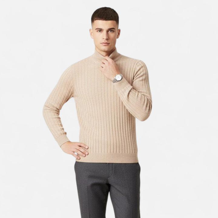 Cozy men's high-lapel oversized knitwear. Perfect for winter layering & elegant casual wear.