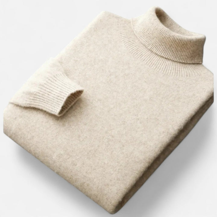 Men's oversized high-lapel pullover sweater. Effortless style & luxurious comfort for winter fashion.