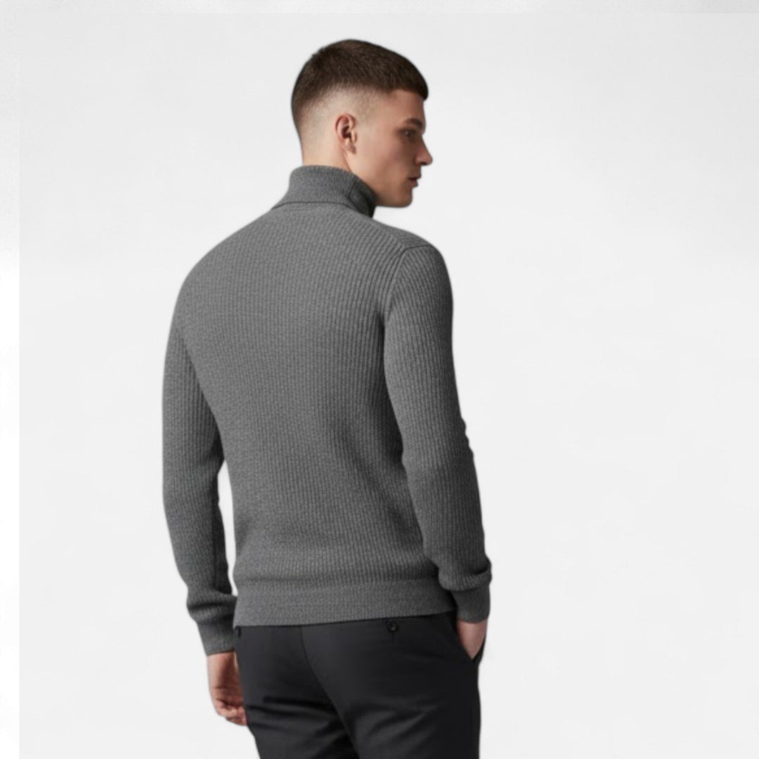Versatile men's oversized high-lapel pullover. Elegant, casual, and comfortable winter knitwear.