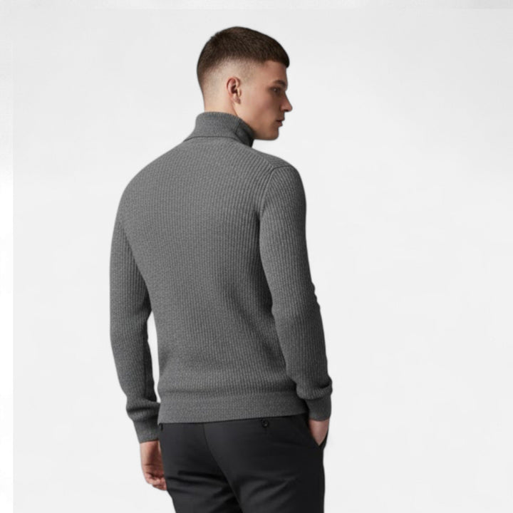 Versatile men's oversized high-lapel pullover. Elegant, casual, and comfortable winter knitwear.