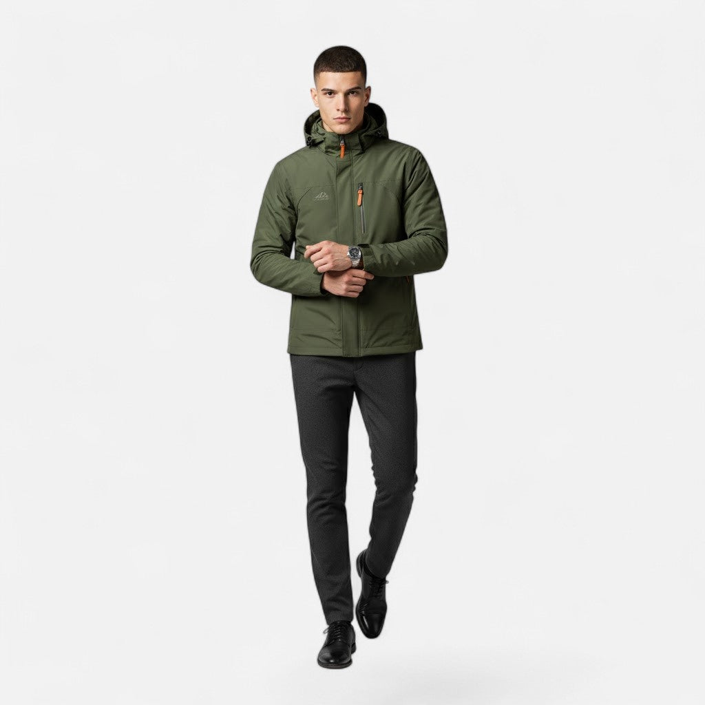 Comfortable men's loose-fit hooded jacket, perfect outerwear for versatile casual fashion.