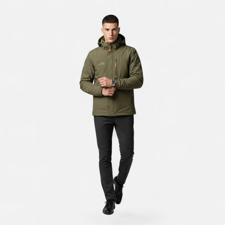 Lightweight men's loose-fit hooded jacket, ideal casual outerwear for changing weather.