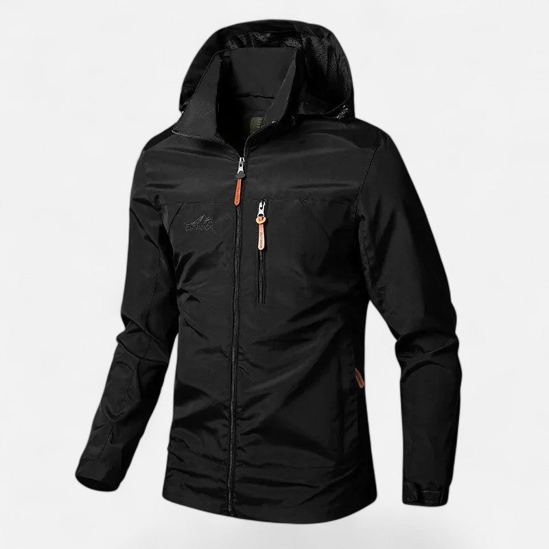 Versatile men's loose-fit hooded jacket, a lightweight casual outerwear essential.