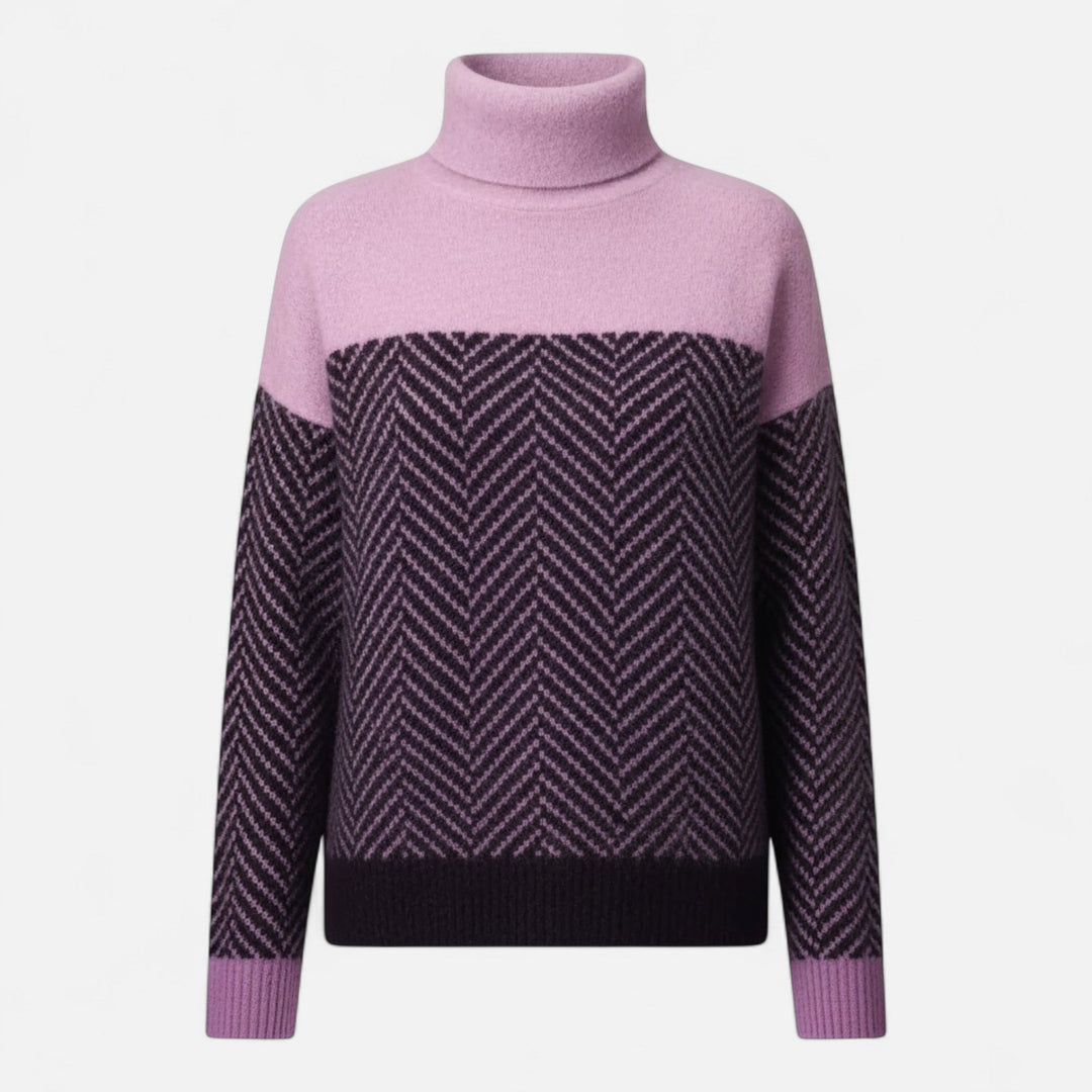 Stylish women's knitwear turtleneck, providing warmth and a fashionable winter look.