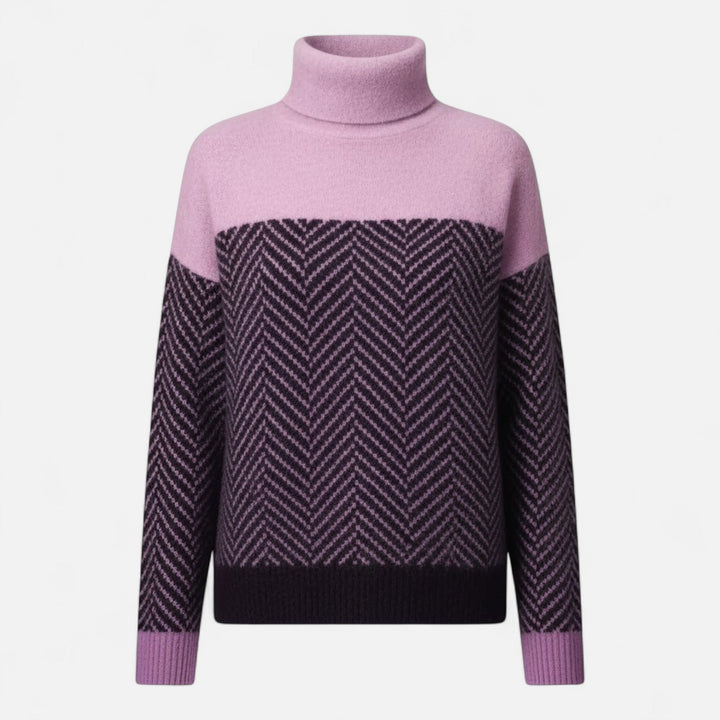 Stylish women's knitwear turtleneck, providing warmth and a fashionable winter look.