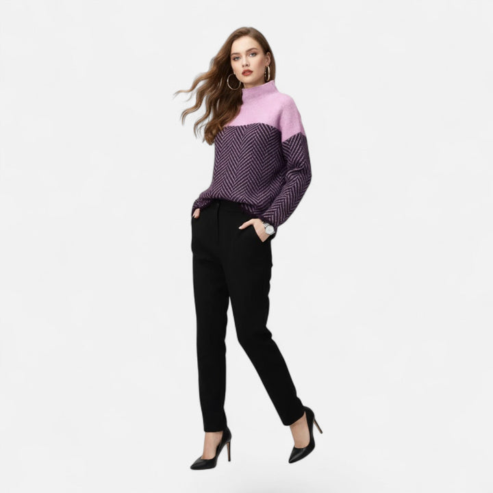 Comfortable women's turtleneck sweater, a must-have long-sleeve for cozy winter style.