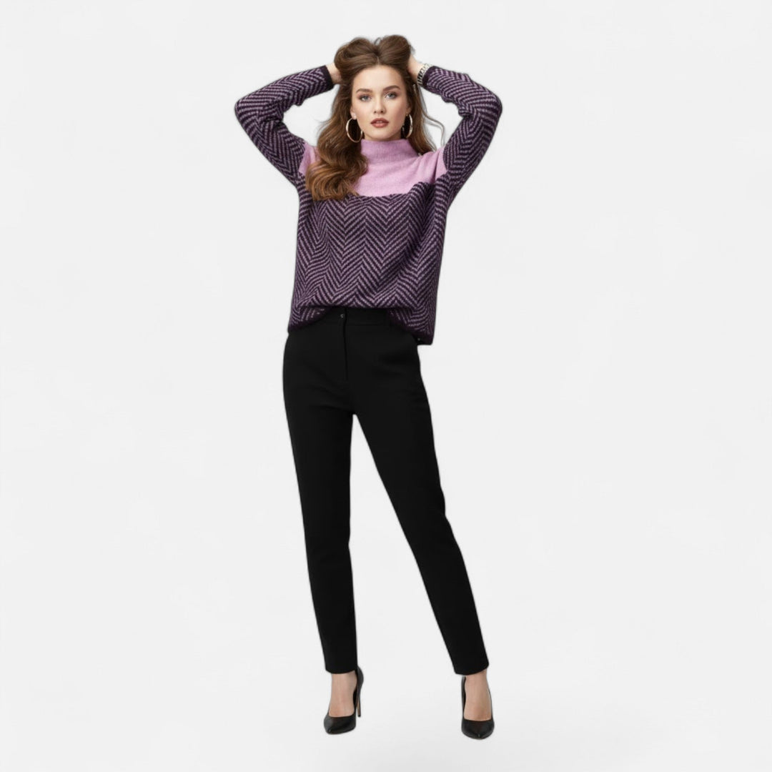Women's cozy turtleneck sweater, a warm long-sleeve top for ultimate winter comfort.