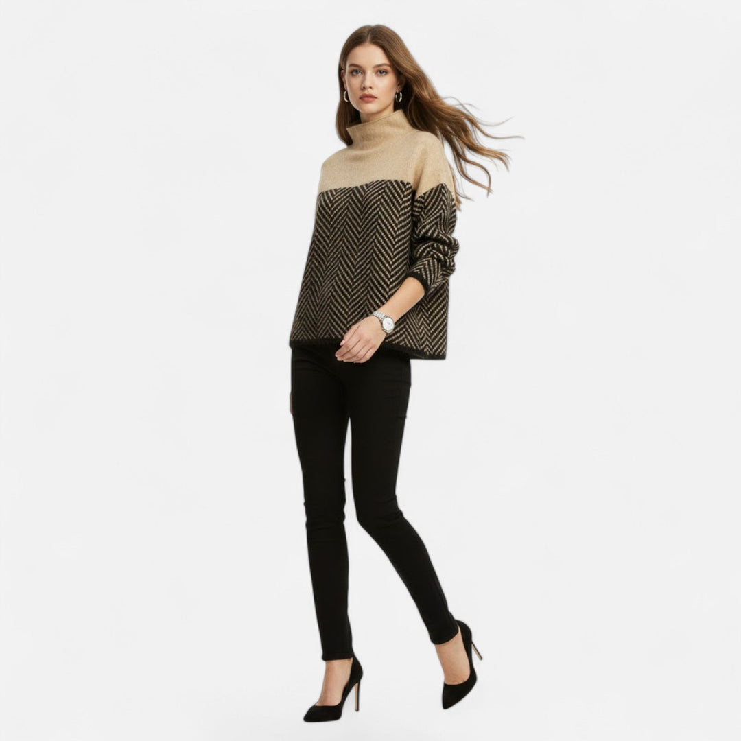Elegant women's turtleneck knitwear, perfect for chic winter fashion and layering.