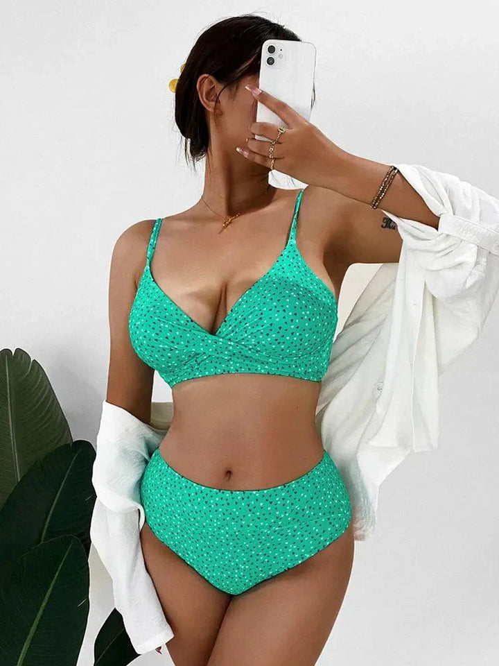 Women's high waist swimwear, comfortable and flattering for summer.