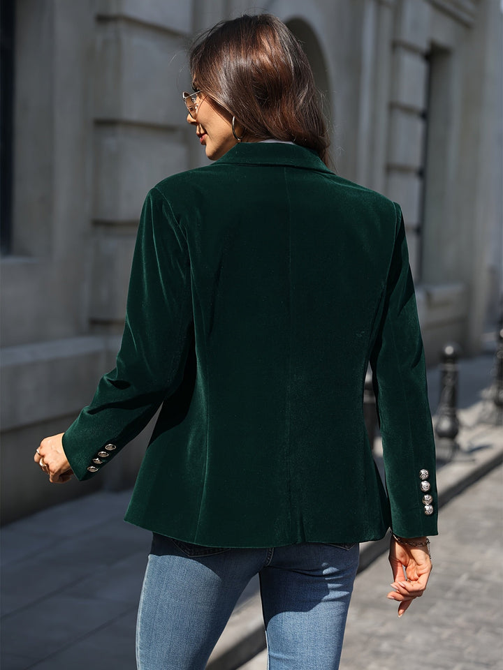 Women's tailored blazer, elegant fit with golden buttons. Ideal for office & smart casual fashion.