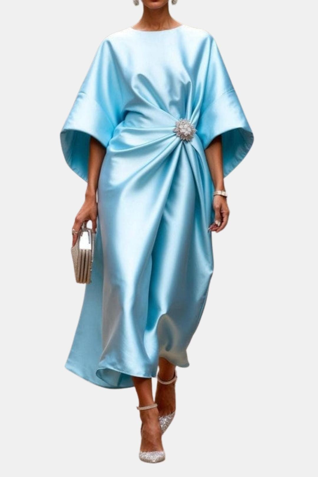 Sophisticated women's maxi dress with elegant wide sleeves. A perfect long dress for formal occasions & evening wear.