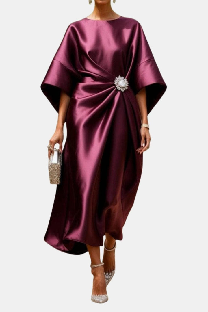 Women's elegant wide sleeve maxi dress. A versatile long formal dress for parties and special occasions.