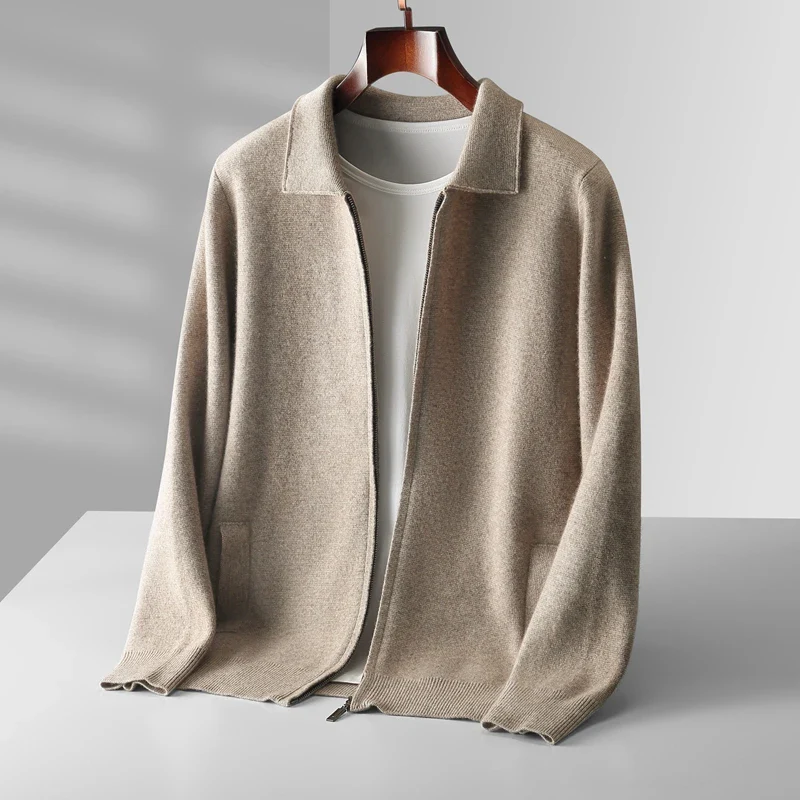 Men's full-zip collared cardigan sweater for easy layering. A comfortable and warm zip-up for men's fashion.