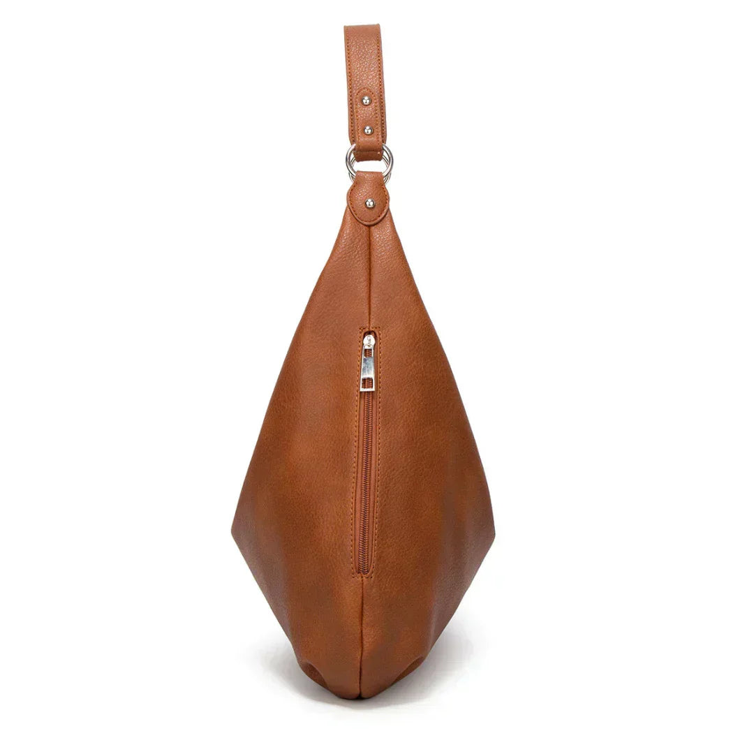 Spacious women's hobo shoulder bag, zippered and stylish, ideal for everyday fashion.