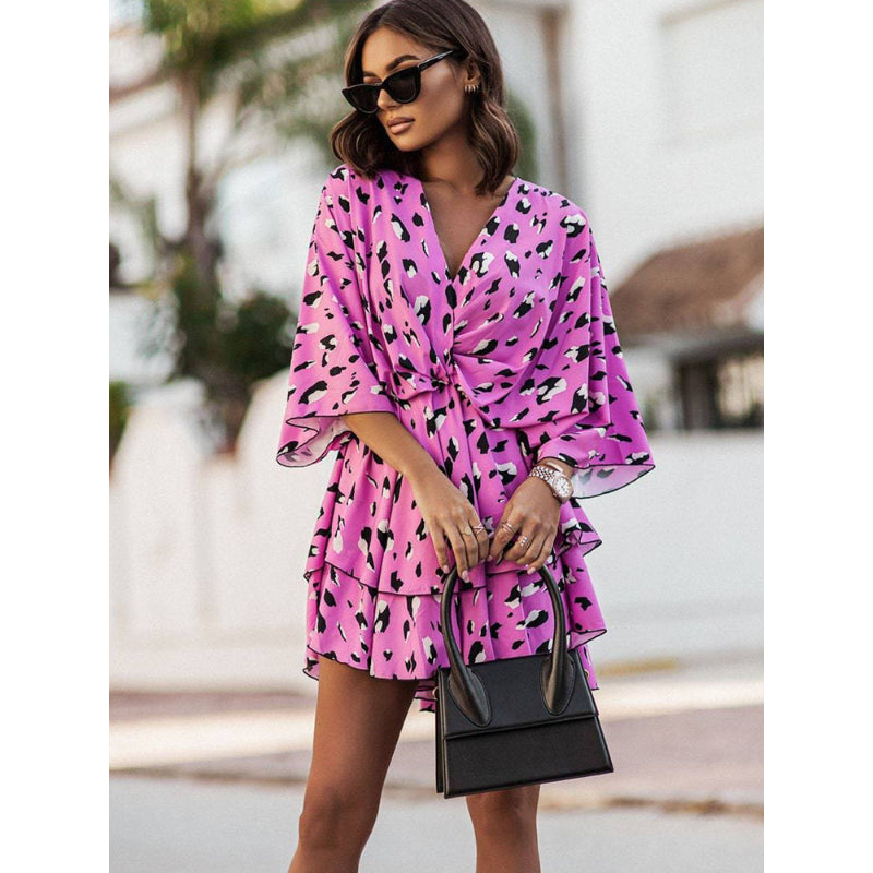 Cute floral mini dress, women's bohemian style perfect for summer parties or a relaxed day out.