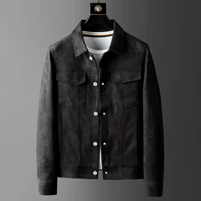 Grey men's stylish jacket, comfortable outerwear for spring & fall fashion, enhancing any casual look.
