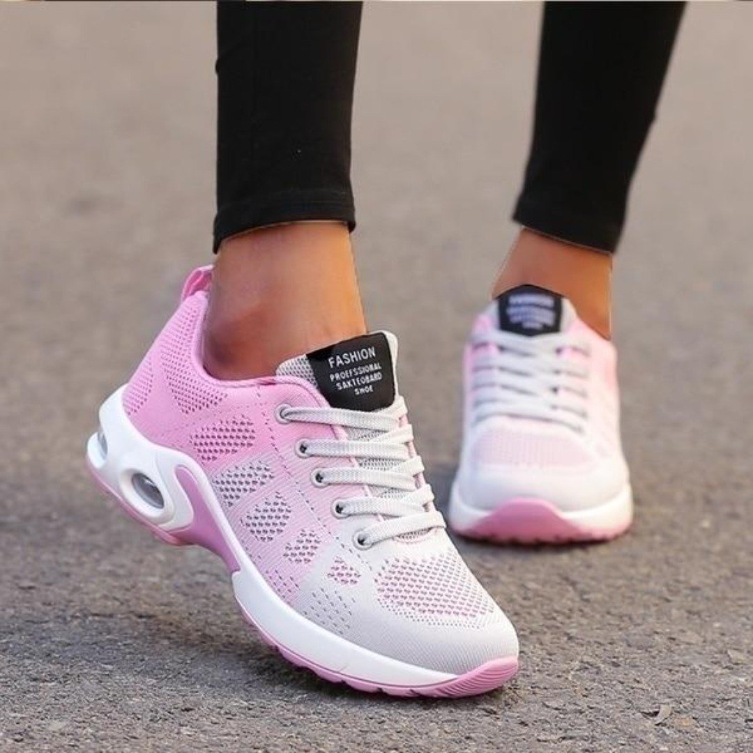 Flexible women's running shoes, designed for agility and support during workouts.
