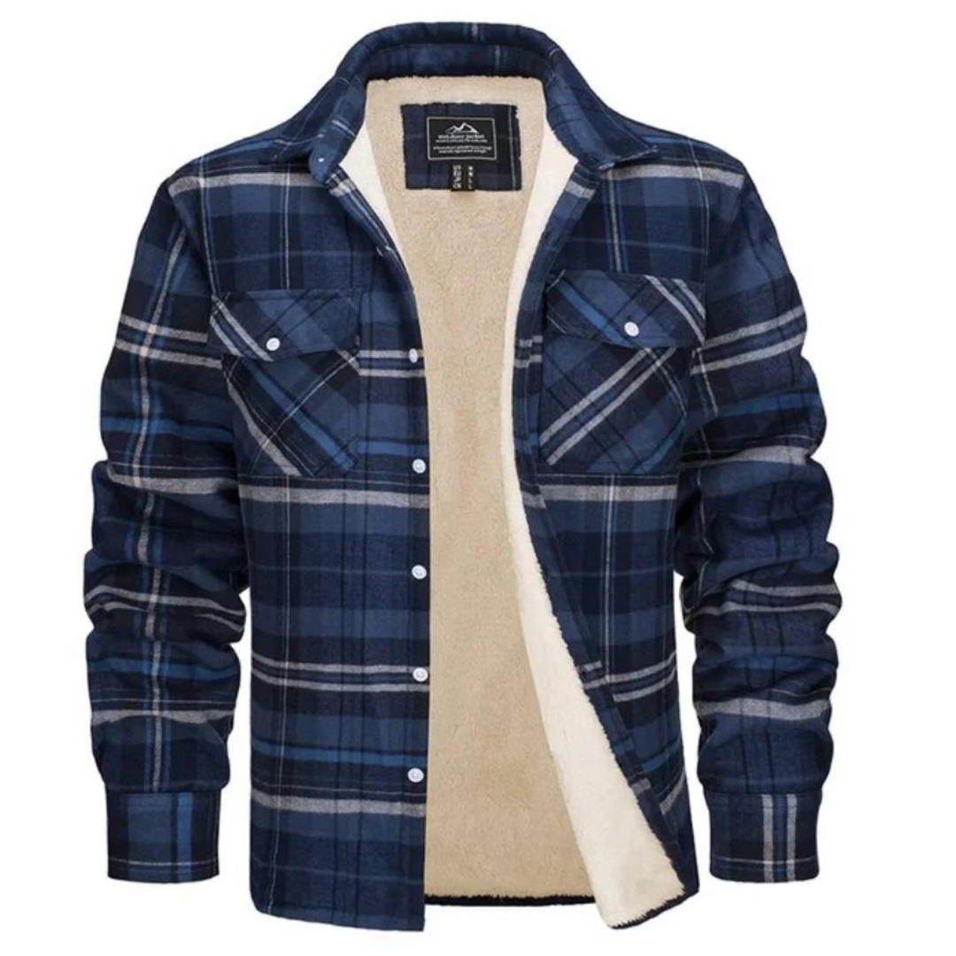 Comfortable & warm men's plaid jacket, essential winter outerwear for stylish cold weather outfits.