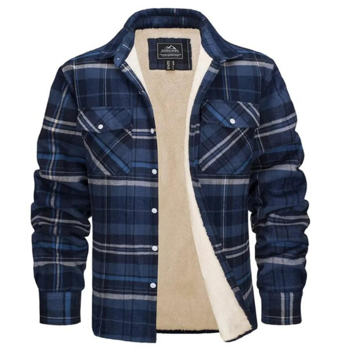Comfortable & warm men's plaid jacket, essential winter outerwear for stylish cold weather outfits.