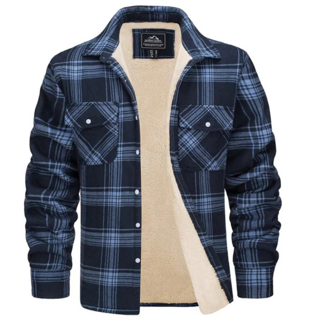New collection: Men's fashionable plaid winter jacket, providing warmth & style for cold weather.