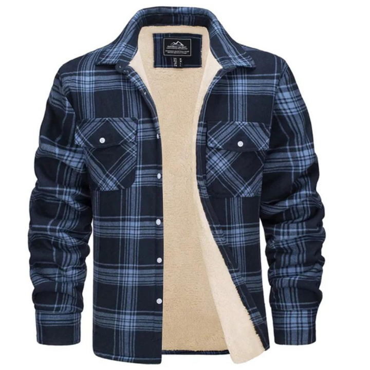 New collection: Men's fashionable plaid winter jacket, providing warmth & style for cold weather.
