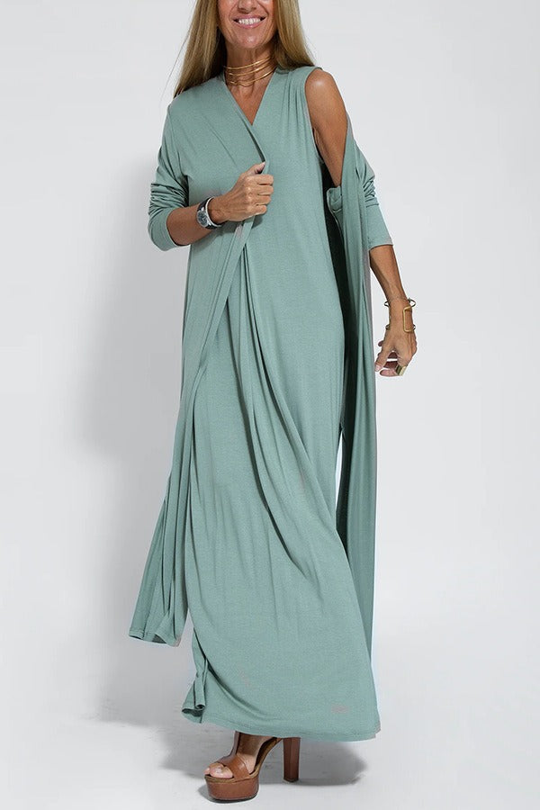 Elegant women's Armorette slimming maxi dress, creating a sleek silhouette for spring & summer occasions. Comfortable & chic.
