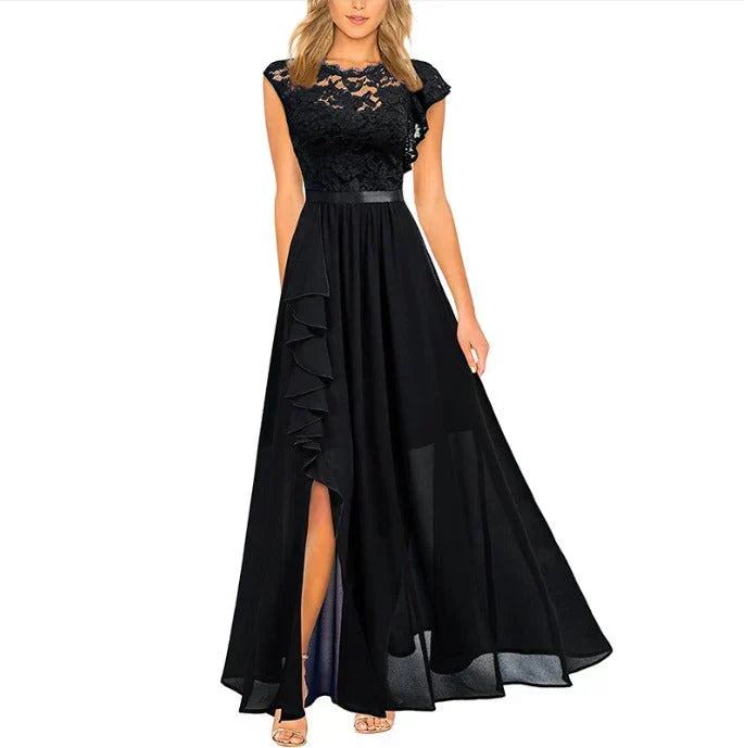 Elegant women's A-line maxi dress, perfect for wedding guests, galas, and formal evening events.
